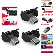 Loud Plastic Whistles with Lanyards - 3 Pack for Coaches, Referees  Emergencies