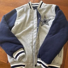 NFL Dallas Cowboys Reversible Full Snap Fleece Jacket JH Design 2 Front Logos