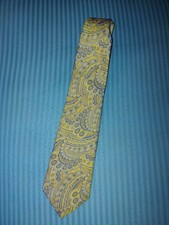 Vintage Wemlon By Wembley Necktie Funky Gold Blue 54" - Mens 100 Polyester