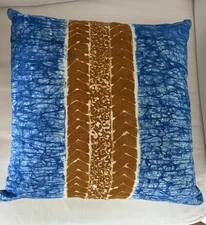BRONZE AND ROYAL BLUE HANDMADE BATIK PILLOWS WITH SOFT FEATHER AND DOWN INSERTS