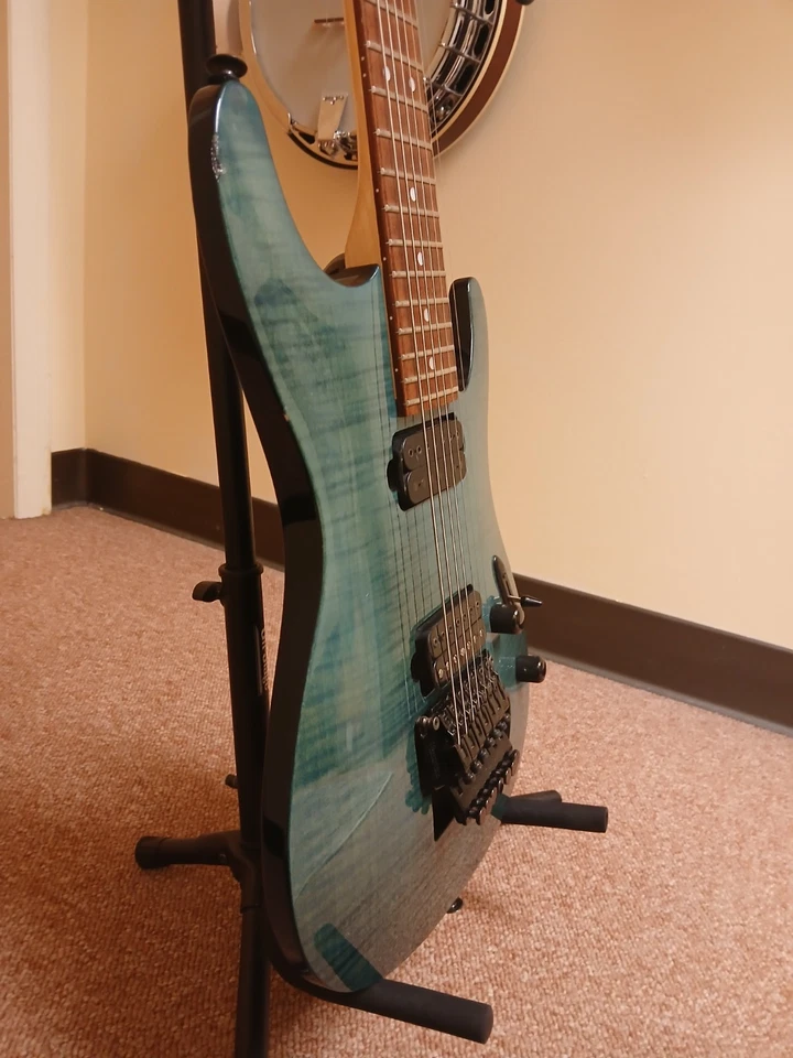 Ibanez S-7420FM MIJ Twilight Blue Teal 7 string  - With Original Molded Case - Image 2 of 4