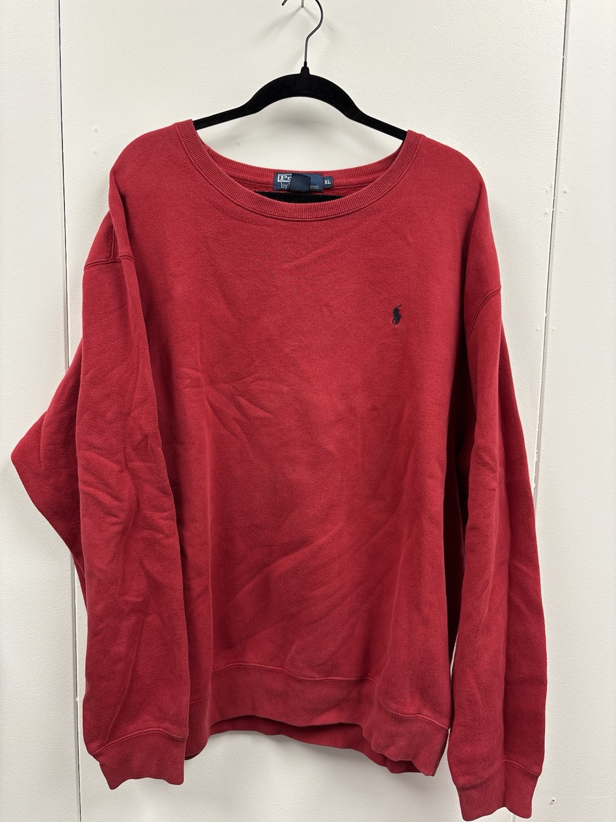 Felpa girocollo vintage anni 90 Polo Ralph Lauren Pony Monogram rossa XL