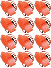 Fox 40 Sonik Blast CMG 3-Chamber Pealess Whistle + Lanyard, Orange (12-Pack)