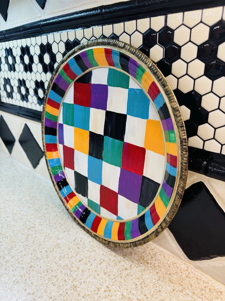 ÚNICO Diseñador Inspirado a Cuadros Regalo Navidad Decoración Patchwork Edredón Cuadros Foto 4 de 4