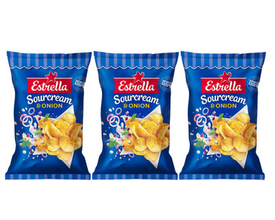 3-Pack Estrella Chips Sourcream & onion chips Swedish classic 275g