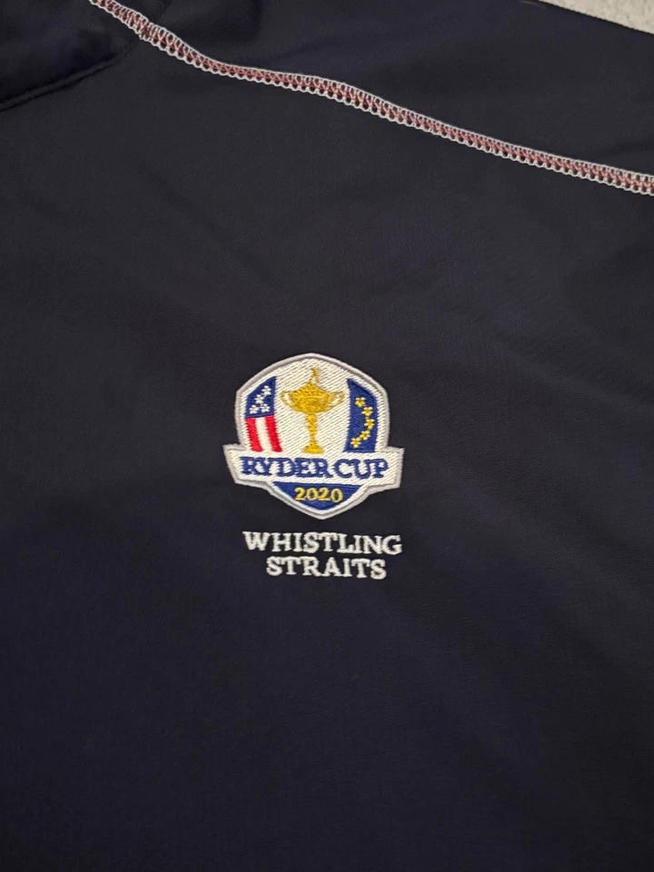 Footjoy 1/4 拉链套衫男式 2XL XXL 蓝色莱德杯 2020 口哨海峡 — 第 2/4 张图片