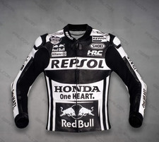 Giacca pelle bovina moto uomo Repsol HRC personalizzata corazzata omologata CE