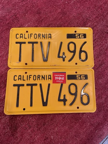 Beautiful Condition Antique 1956 California License Plates