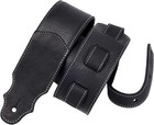 Guitar Strap, 2.5" Wide Soft Head Layer Cowhide Leather Width-2.5", Black 
