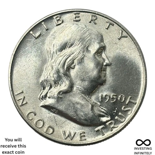 1950 D AU Ben Franklin Half X-1466
