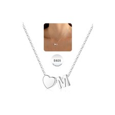 Silver Heart Necklaces for Girls Trendy, S925 Sterling Silver Tiny Heart Init...