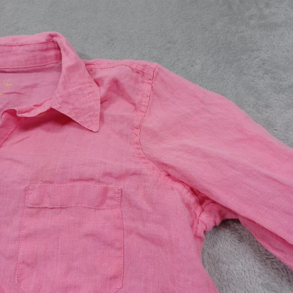Top Lilly Pultizer para mujer mediano rosa lino abotonado manga larga preppy Foto 3 de 4
