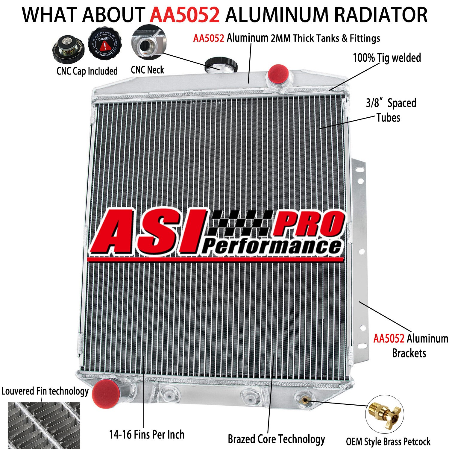 3 Row Aluminum Radiator For 1954-1956 Ford Country Squire  Ranch Wagon V8 3.9L