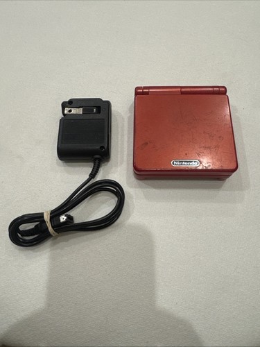 Nintendo Game Boy Advance SP Handheld System - Flame Red Works! W/ Power