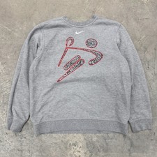 Vintage Y2k Nike Lacrosse Center Swoosh Grey Sweatshirt - Lxl