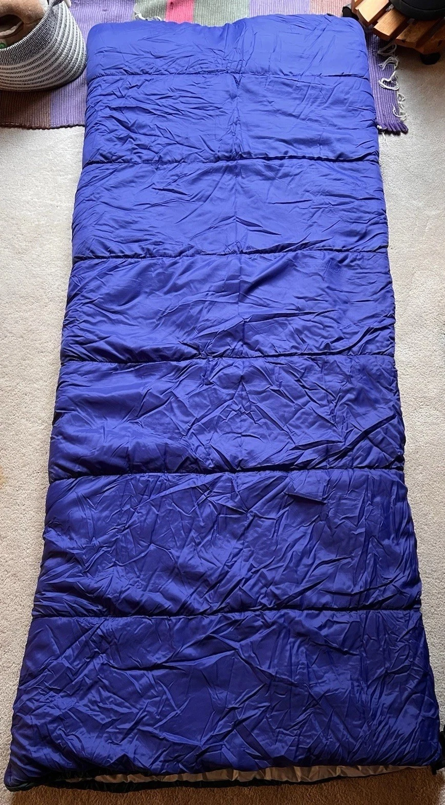 Vintage Kelty Deluxe Camper Sleeping Bag Hollofil II - Blue/Gray- Made In USA