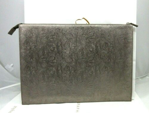 Graphic Image Large Padded Laptop Case Bag Zip Top 15 x11" Embossed Pewter NEW - Picture 1 of 7