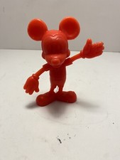 Vintage 5 Inch Orange Mickey Mouse Figurine Walt Disney Made In USA