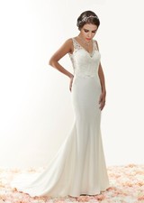Meimade satin wedding dress with lace flower appliques