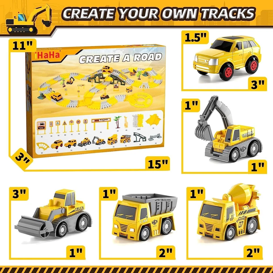 Road Construction building block racetrack car track toy for toddler boys girls - Image 3 of 4