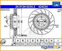 Bremsscheibe Ate 24.0124-0234.2 FüR Bmw 5Er 5Er Touring 6Er
