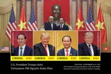 Liberia 2017 - President Trump in Vietnam - Sheet of 4 stamp - Scott #3238 - MNH