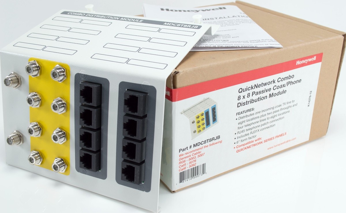 Honeywell QuickNetwork MDC8T8RJ Combo 8x8 Passive Coax/Phone