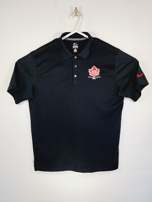 Nike Dri Fit Hockey Canada Mens Medium Golf Shirt Polo 100 Years
