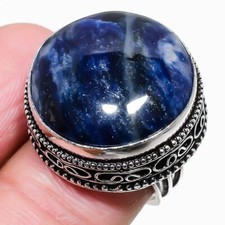 Sodalite Gemstone Handmade 925 Sterling Silver Jewelry Ring Size 7.50 US