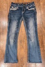 ROCK REVIVAL Women's Sherry Mid-Rise Boot Cut Jeans Size 26 Rhinestones
