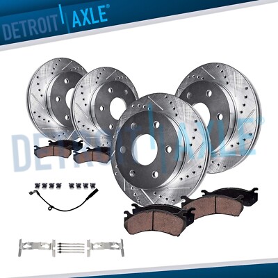 8pc Front Rear Drilled Brake Rotors Brake Pads for 2021 Escalade ESV Yukon XL