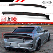 FOR 15-23 DODGE CHARGER REDEYE STYLE GLOSS BLK TRUNK + REAR WINDOW ROOF SPOILER 