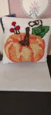 C&F-FALL COLLECTION-PUMPKIN HOOKED PILLOW-MEASURES 8"X8"- NEW-2020 