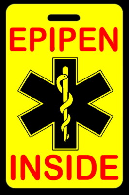 Personalized EPIPEN INSIDE Safety Yellow Luggage/Bag Tag