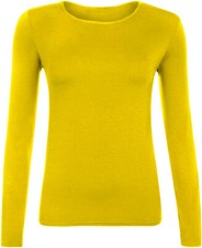 Womens Plain Tshirt Ladies Long Sleeve Round Neck T Shirt Top Plus Sizes 8-26