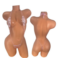 Pink Metallic Micro Slingshot Thong Monokini Exotic Clubwear Swimwear Bikini