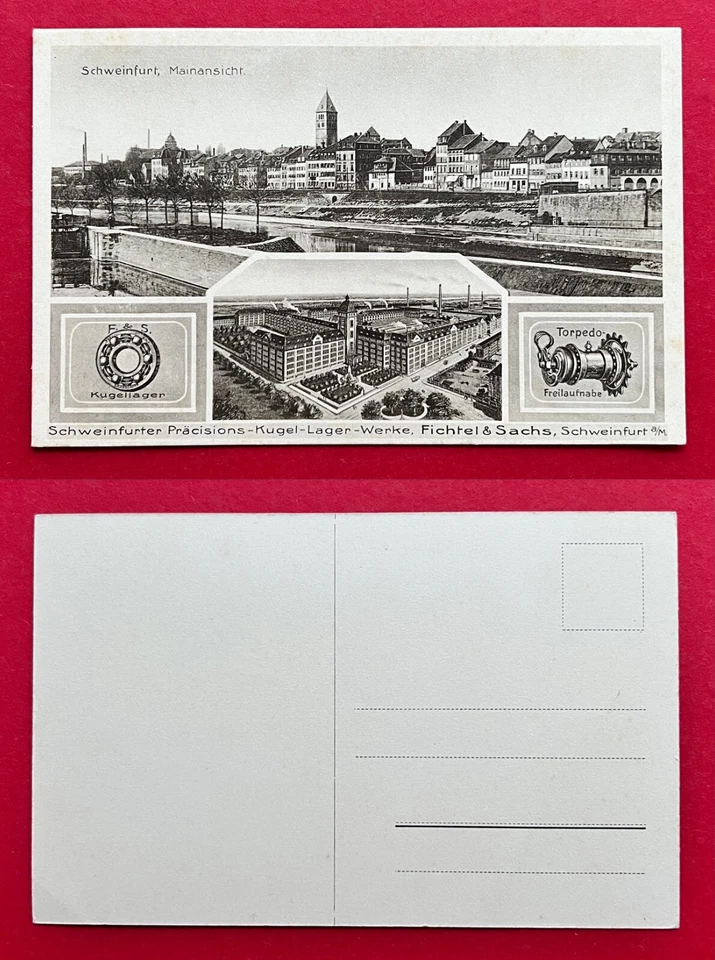 Reklame AK SCHWEINFURT um 1910 Kugellager Werke Fichtel & Sachs  ( 118282 - Bild 1 von 1
