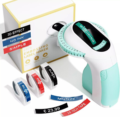 DYMO Omega Präge-Beschriftungsgerät +3 x Schriftband 9mm Embossing Label Maker