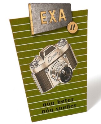   IHAGEE EXA SHOP DISPLAY DUTCH ADVERTISING EXA II CAMERA ZEISS TESSAR 50MM LENS