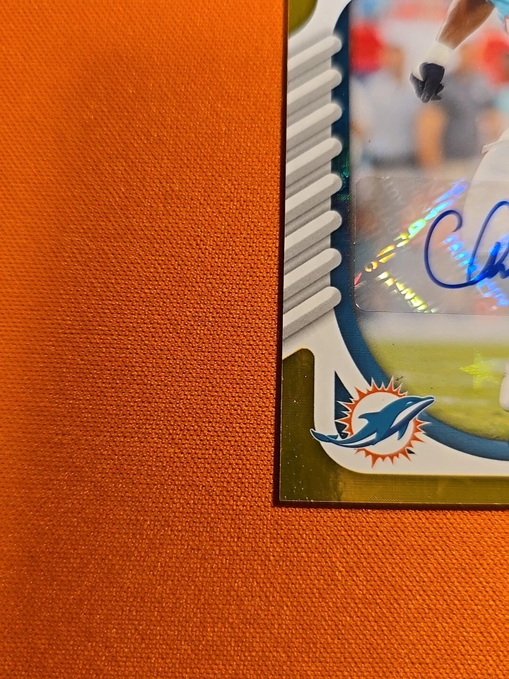 🟠🐬⚪️ 2022 Panini Absolute Channing Tindall #152 Gold AUTO 10/10 DOLPHINS⚪️🐬🟠 - Image 3 of 4