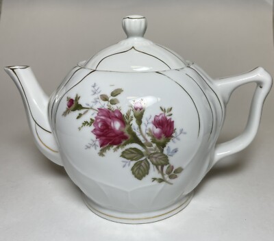 Vintage Pink Roses Teapot ''Tea For Two'' Music Box Needs Repair