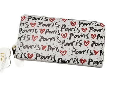 IMO White Zip-Around Purse Wallet Paris NWT