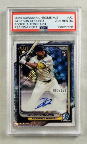 Jackson Chourio 2024 Bowman Chrome Mojo Refractor RC Auto #/150 PSA Authentic