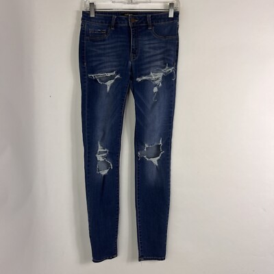 Refuge Jeans Women's Size 4 Skinny Mid Rise Distressed Destroyed Denim Stretch