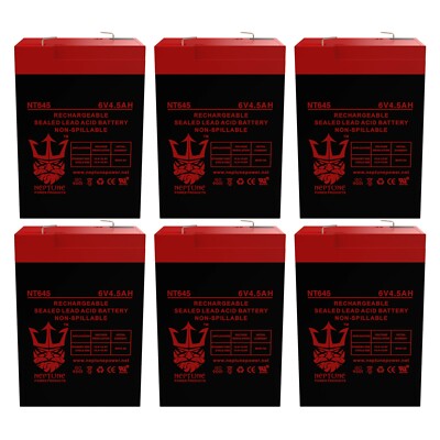 6 Pack - 6V 4.5AH SLA Battery for Emergency Exit Lighting  By Neptune Power 