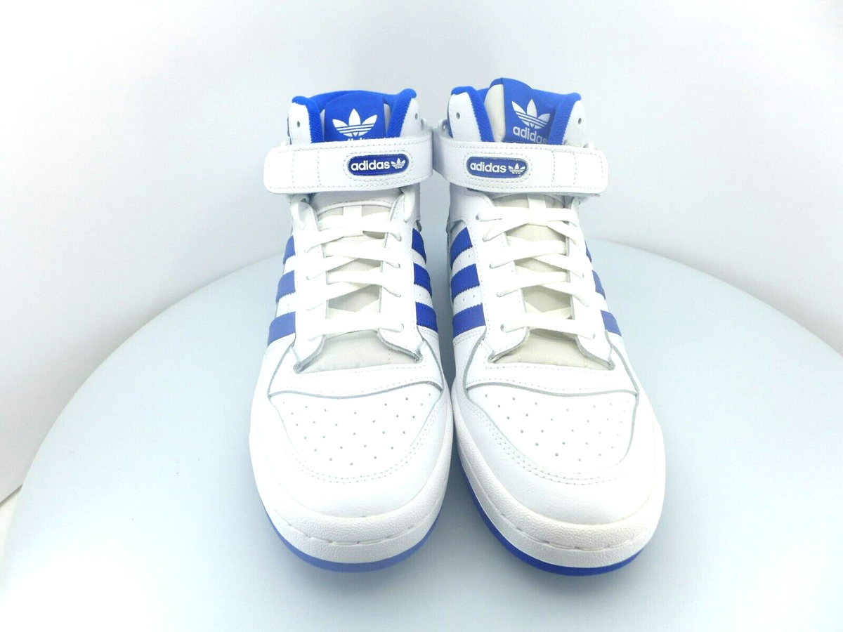 Size 10.5 - adidas Forum Mid White Royal Blue for sale online | eBay