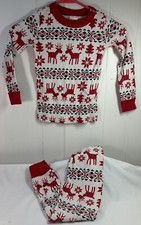 Hanna Andersson Christmas Reindeer Pajamas Size 4 100 Top Bottoms Trees Snowflak