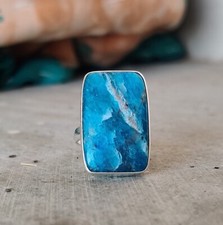 Adjustable Blue Apatite Gemstone 925 Sterling Silver Free Shipping MO