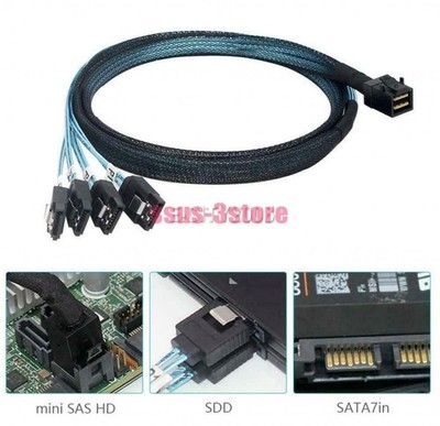 Mini SAS SFF-8643 To 4 SATA 7pin Hard Disk 6Gbps Data Server Raid Cable 50cm 1m