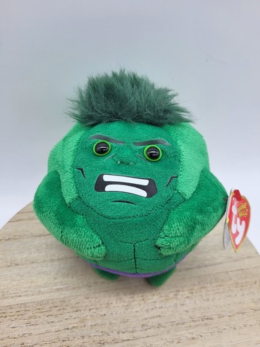 TY Beanie Ballz Avengers Marvel HULK Green Plush 5" Ball Stuffed Animal Toy 2013 - Picture 2 of 5